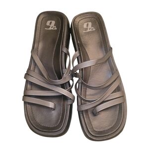 9 & Co. Chunky Strappy Slide Platform Sandals 8M Gray Black